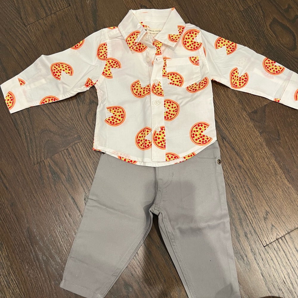 BRAND NEW Monica and Andy 6-9 Month Pizza Outfit